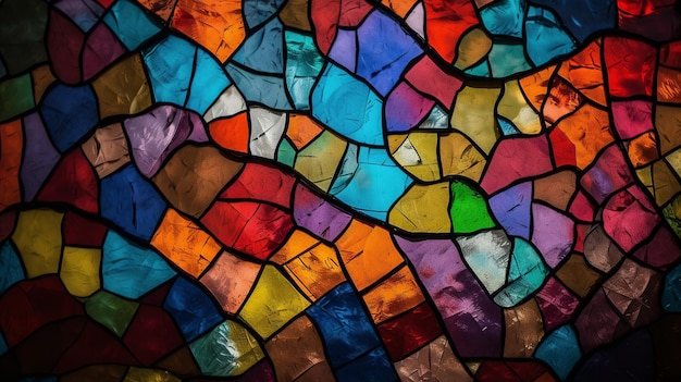 Um mosaico de vitral colorido com a palavra amor nele.