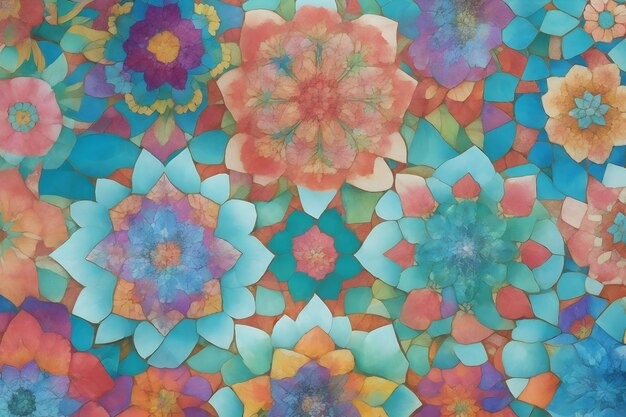 Um mosaico vibrante desenhado à mão de esboços de flores sem costura lado a lado em um padrão gerado Ai