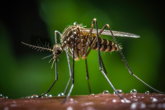 Um mosquito que está sentado em cima do braço de uma pessoa Imagem generativa de IA