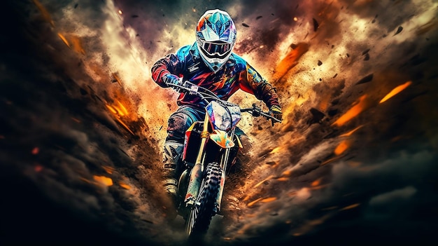 Um motociclista de motocross realizando motocross é um esporte Generative AI