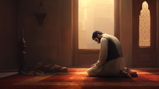 Um muçulmano a rezar o Eid Namaz.