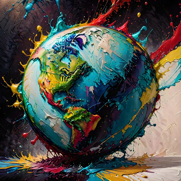 Foto um mundo com um mapa do mundo e a palavra terra nele.