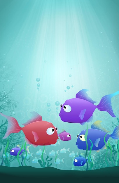 Um mundo subaquático vibrante com peixes-palhaço e recifes de coral