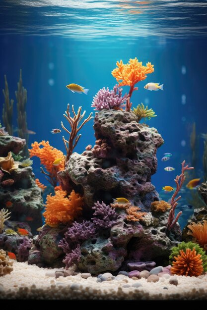 Foto um mundo submarino maravilhoso e bonito com corais e peixes tropicais