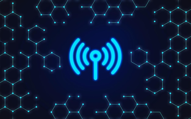 Um mundo tecnologicamente conectado Ícone de antena de transmissão de dados