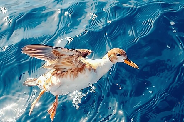 Foto um murre mergulhando no oceano