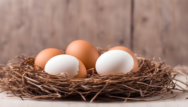 Um ninho de ovos tem um que tem um ovo nele