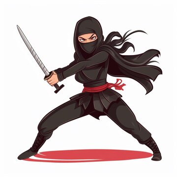 Um desenho preto e branco de um ninja com uma espada generativa ai