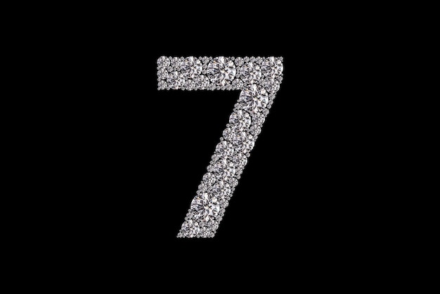 Um número 7 feito de diamantes.