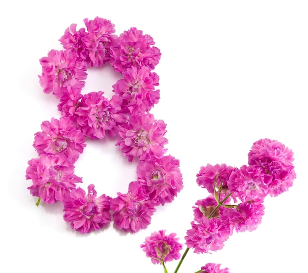 Um número feito de flores com o número 6 nele.