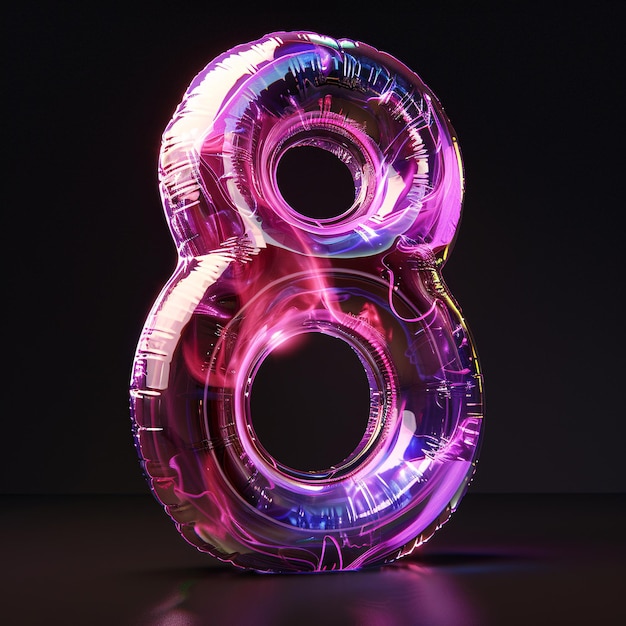 um número rosa 6 com o número 8 nele 3d renderização número fonte 8 contagem regressiva conceito de número 8
