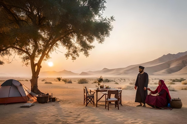 um oásis escondido no deserto onde uma tribo nômade