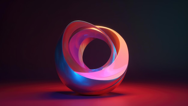 Um objeto abstrato colorido com um anel dentro