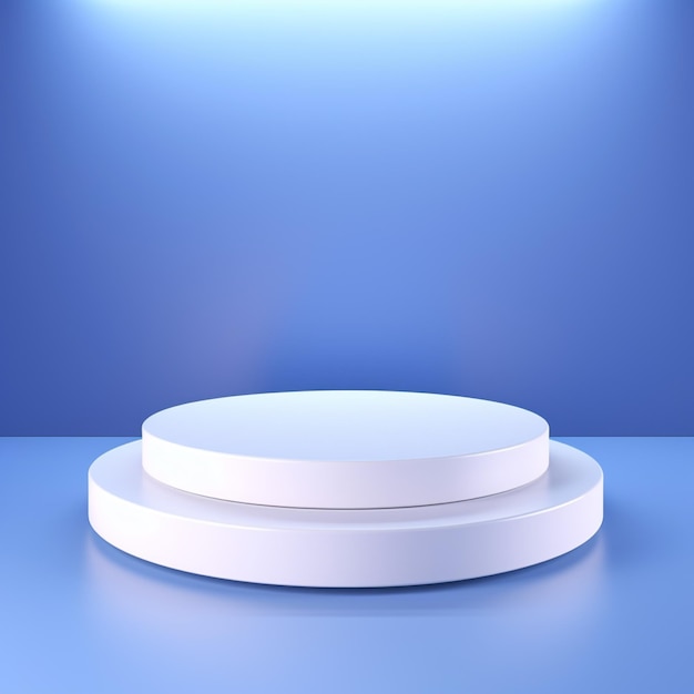 um objeto branco com um fundo azul e um círculo branco na mesa