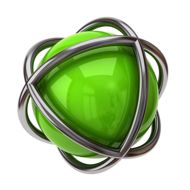 um objeto de vidro verde com um coração verde nele