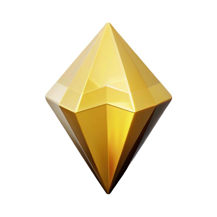 Foto um objeto em forma de diamante amarelo que é feito de ouro