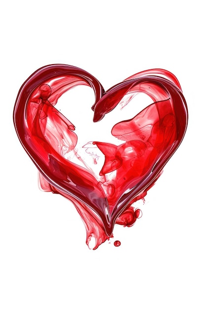 Um objeto vermelho em forma de coração colocado em um fundo branco simples