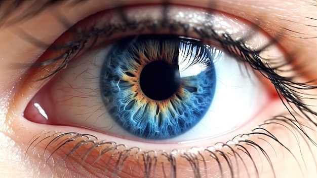 Um olho azul humano realista lindo Eye Generative Ai