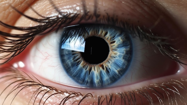 Um olho azul humano realista lindo Eye Generative Ai