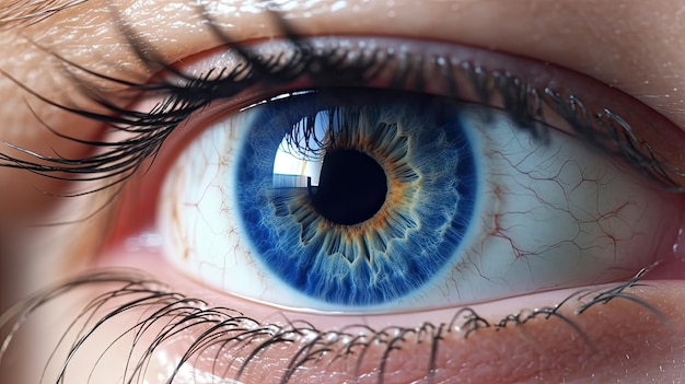 Um olho azul humano realista lindo Eye Generative Ai