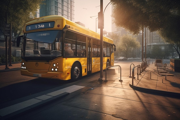Um ônibus amarelo com o número 41 na frente