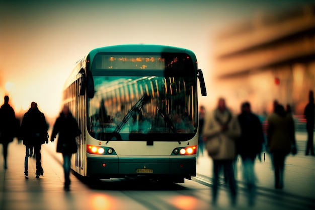 Foto um ônibus branco espera pacientemente pelos passageiros com o motor zumbindo suavemente enquanto se prepara para levá-los para sua próxima aventura generative ai