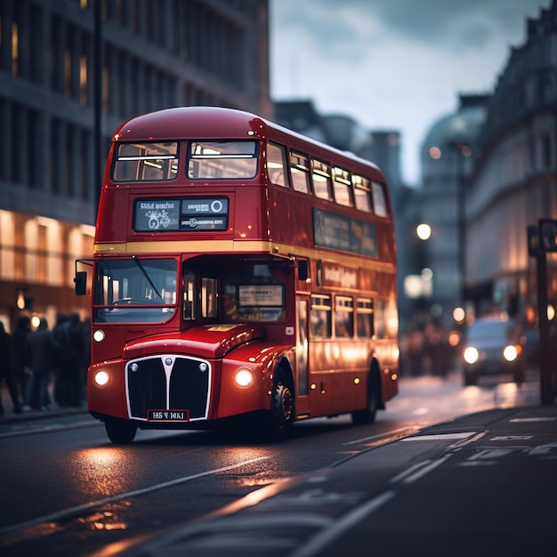 Um ônibus vermelho de dois andares com o número 12 na frente.