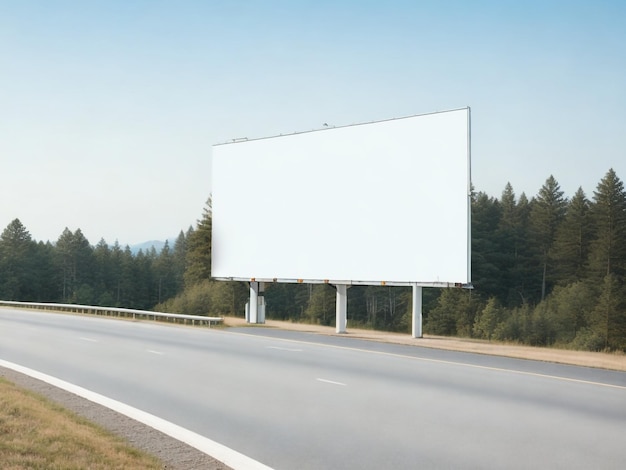 Um outdoor branco ao lado de uma rodovia