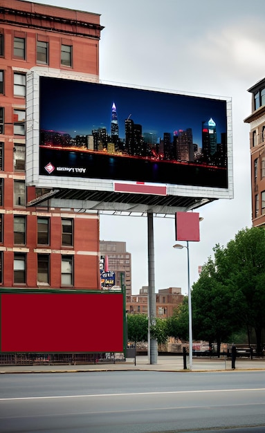 Foto um outdoor de uma empresa que está anunciando uma cidade de nova york.