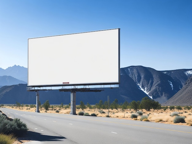 Um outdoor em branco ao lado de uma estrada