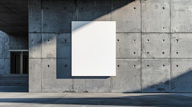Um outdoor em branco no exterior de um edifício moderno de concreto