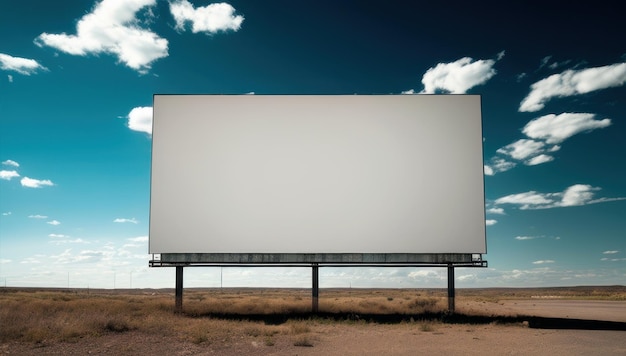 Um outdoor em branco no meio de um deserto