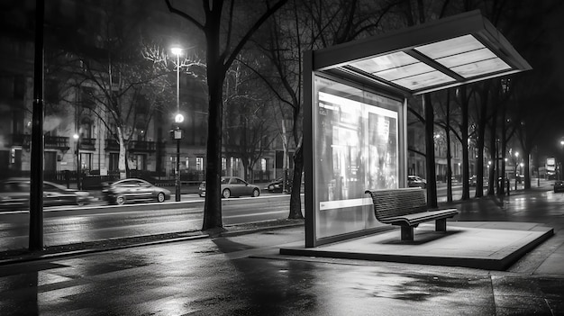 Foto um outdoor no ponto de ônibus