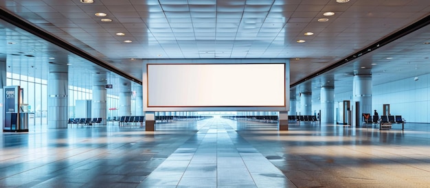 Um outdoor vazio ou cartaz publicitário no aeroporto para um cenário de conceito de marketing