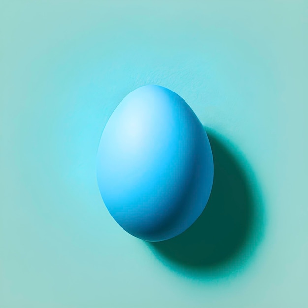 Um ovo é azul em um fundo turquesa no centro Vista de cima Generative AI