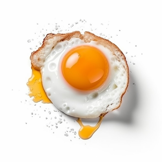 Um ovo está sentado em um pedaço de torrada isolado no fundo branco
