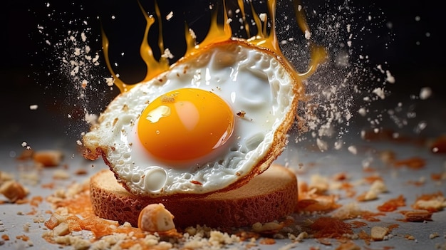 Um ovo frito em cima de um pedaço de pão