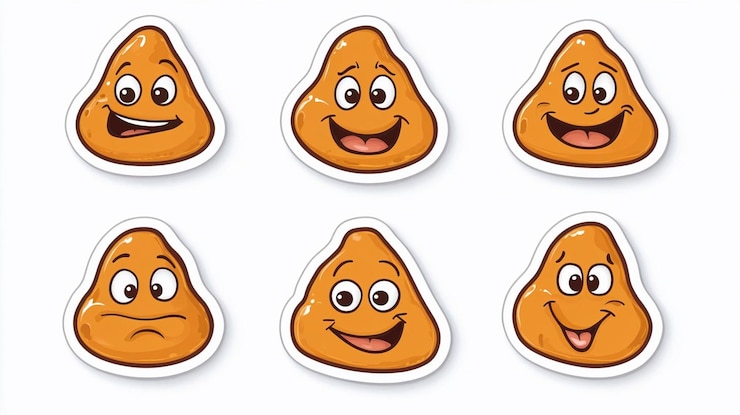 Foto um pacote de autocolantes com um emoji de cocô.