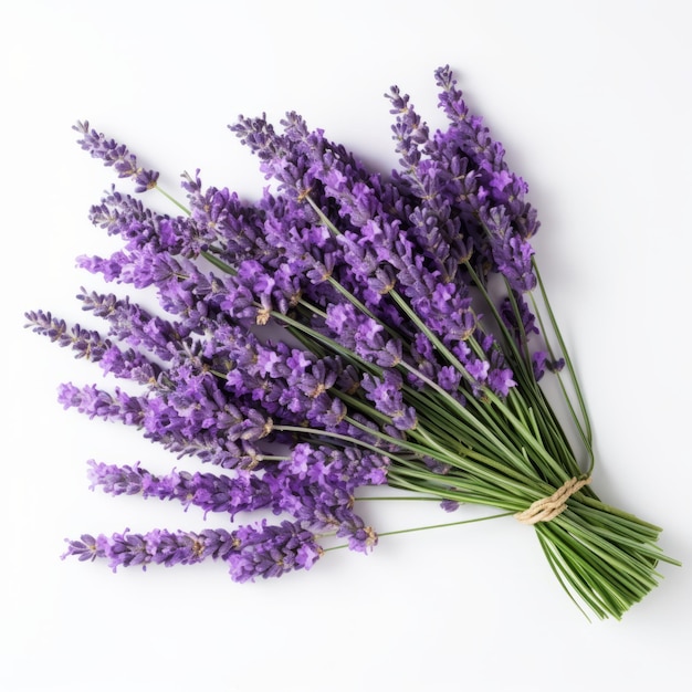 Foto um pacote de lavanda real com fundo branco, estilo raynald leclerc.