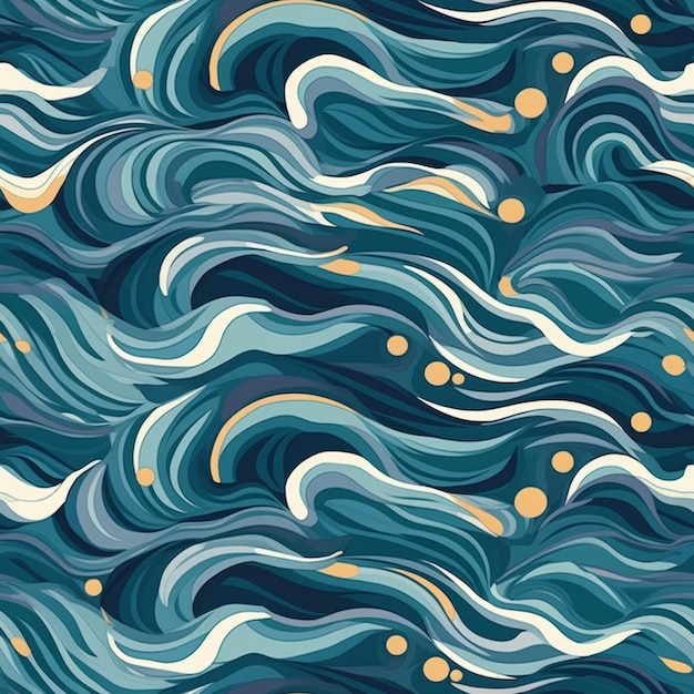 um padrão abstrato azul e amarelo com ondas e pontos generativos ai