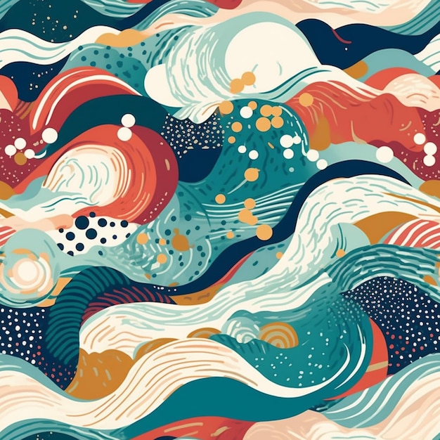 Um padrão abstrato colorido com ondas e pontos generativos ai