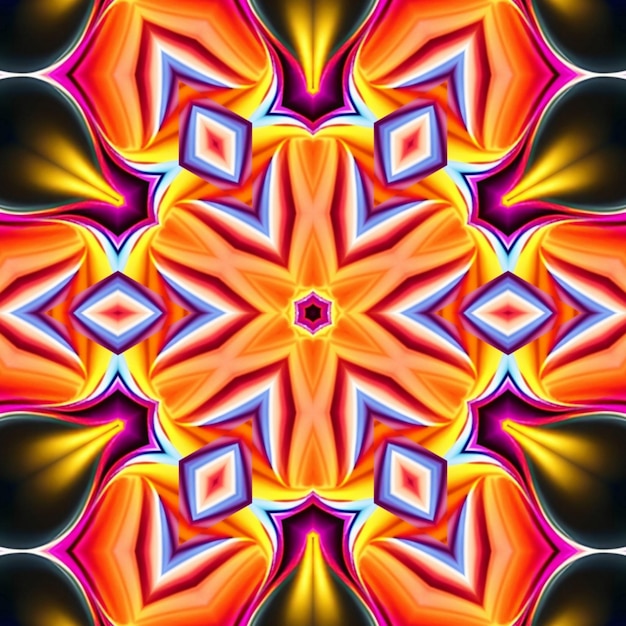 Um padrão colorido com a palavra caleidoscópio.