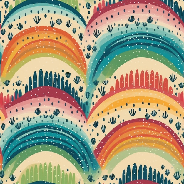 Um padrão colorido com um arco-íris e as palavras 'love is in the middle'
