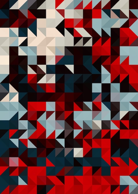 um padrão colorido com um quadrado vermelho e preto e um diamante vermelho e negro