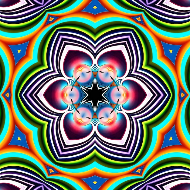 Um padrão colorido com uma estrela no meio.