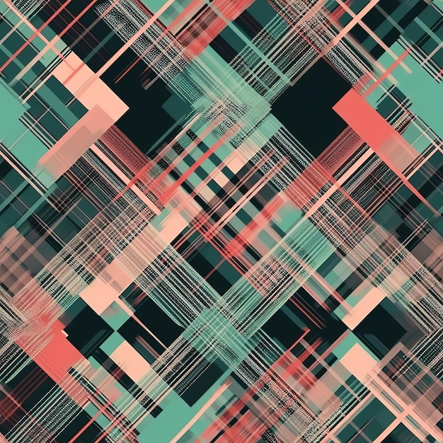 Um padrão colorido sem costura com quadrados e linhas.