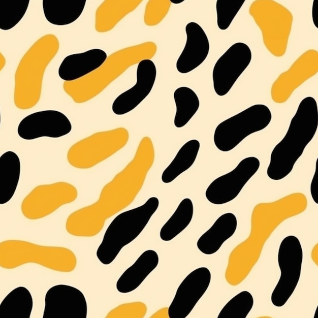 Um padrão com estampa de leopardo preto e amarelo sobre um fundo bege.