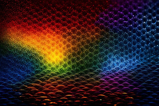 um padrão de arco-íris é mostrado em um fundo escuro