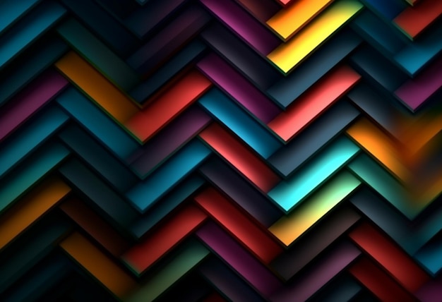 Um padrão de chevrons coloridos com um fundo preto generativo ai