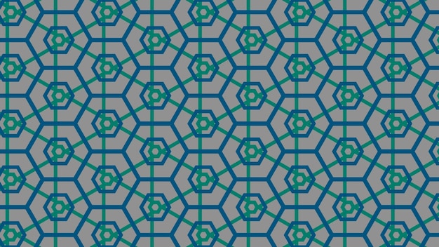 Um padrão de círculos e um fundo verde e azul.